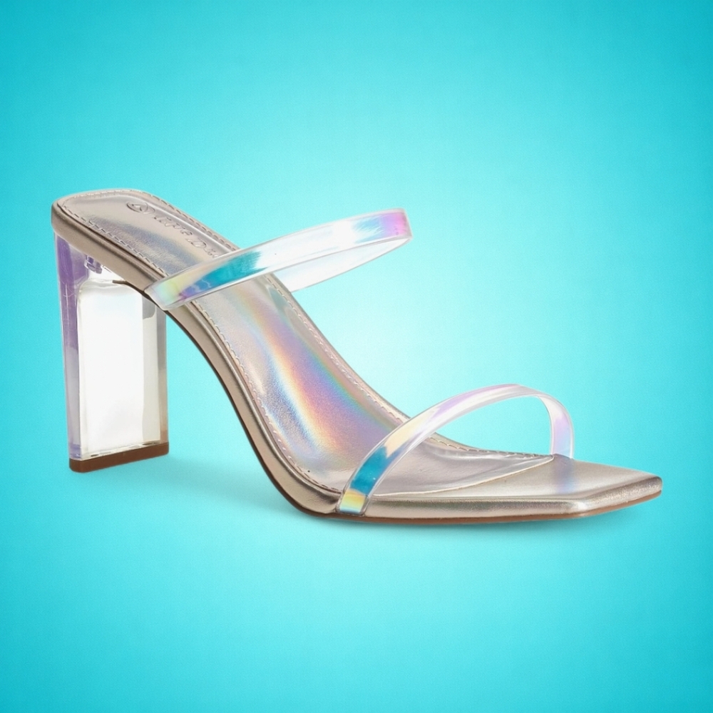 New Fun Iridescent Strappy Block Heels‎